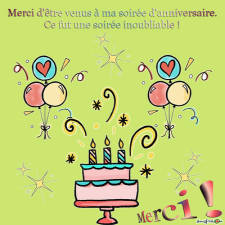 Carte de remerciement invitation a un anniversaire